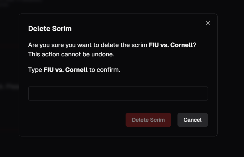 Delete Scrim Dialog