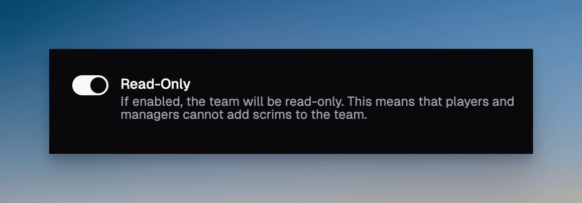 Readonly team settings