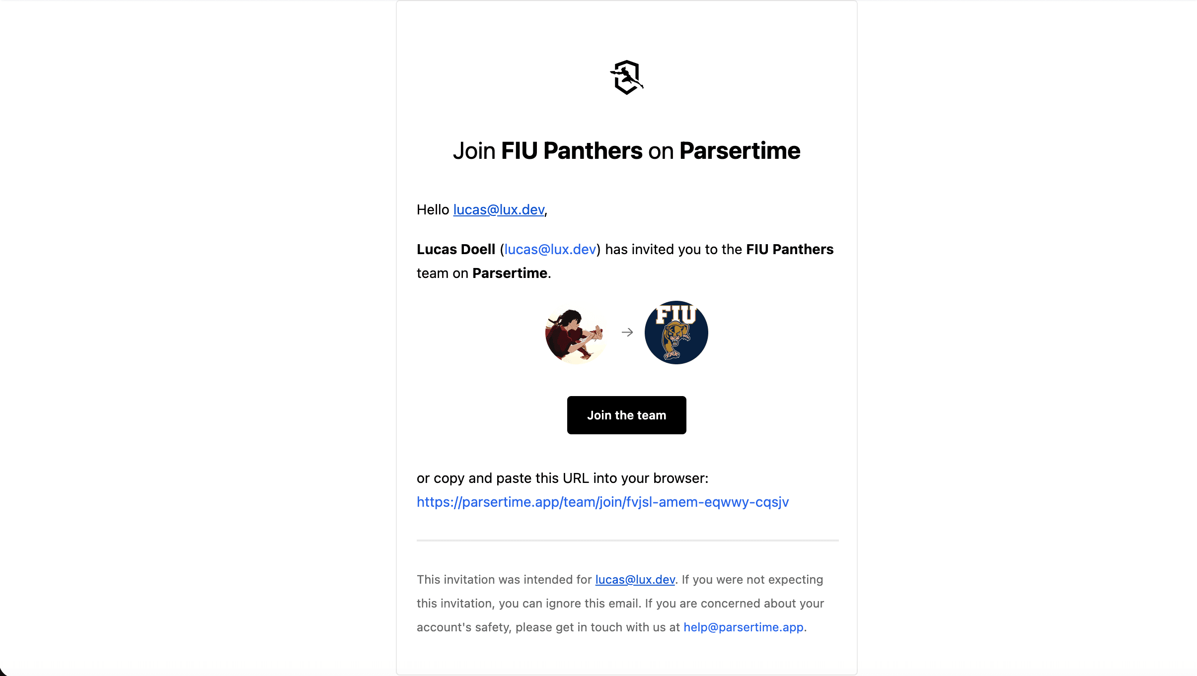 Team Invite Email